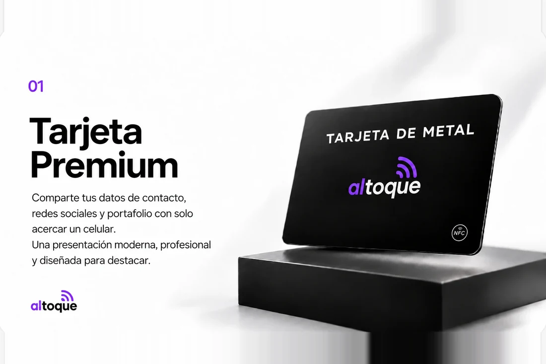 Tarjeta Premium: comparte contacto, redes y portafolio con un toque